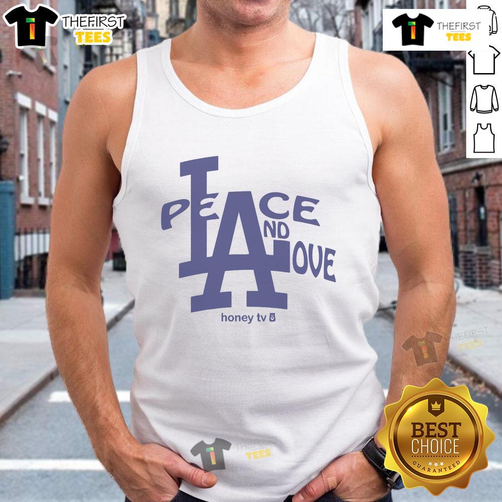 Official Los Angeles Dodgers Peace and Love Honey TV Tank Top featuring Dodgers logo and vibrant design.