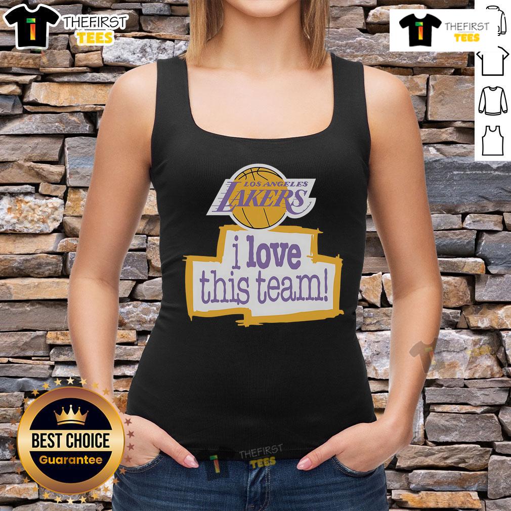 Official Los Angeles Lakers Hardwood Classics I Love This Team tank top showcasing team pride and style.