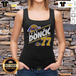 Official Luka Doncic Los Angeles Lakers vintage tank top featuring player number 77, perfect for basketball fans.