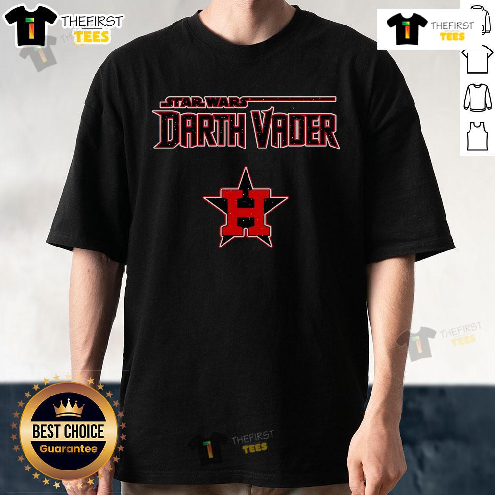 Official MLB Mix Star Wars Darth Vader Houston Astros 2025 Baseball T-Shirt featuring a unique design for fans.