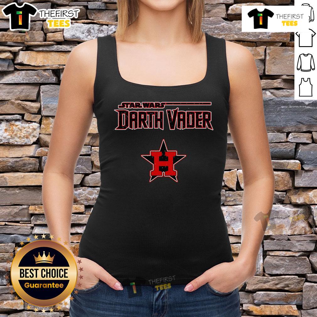 Alt Text: Official MLB Mix Star Wars Darth Vader Houston Astros 2025 baseball tank top featuring a unique design for fans.
