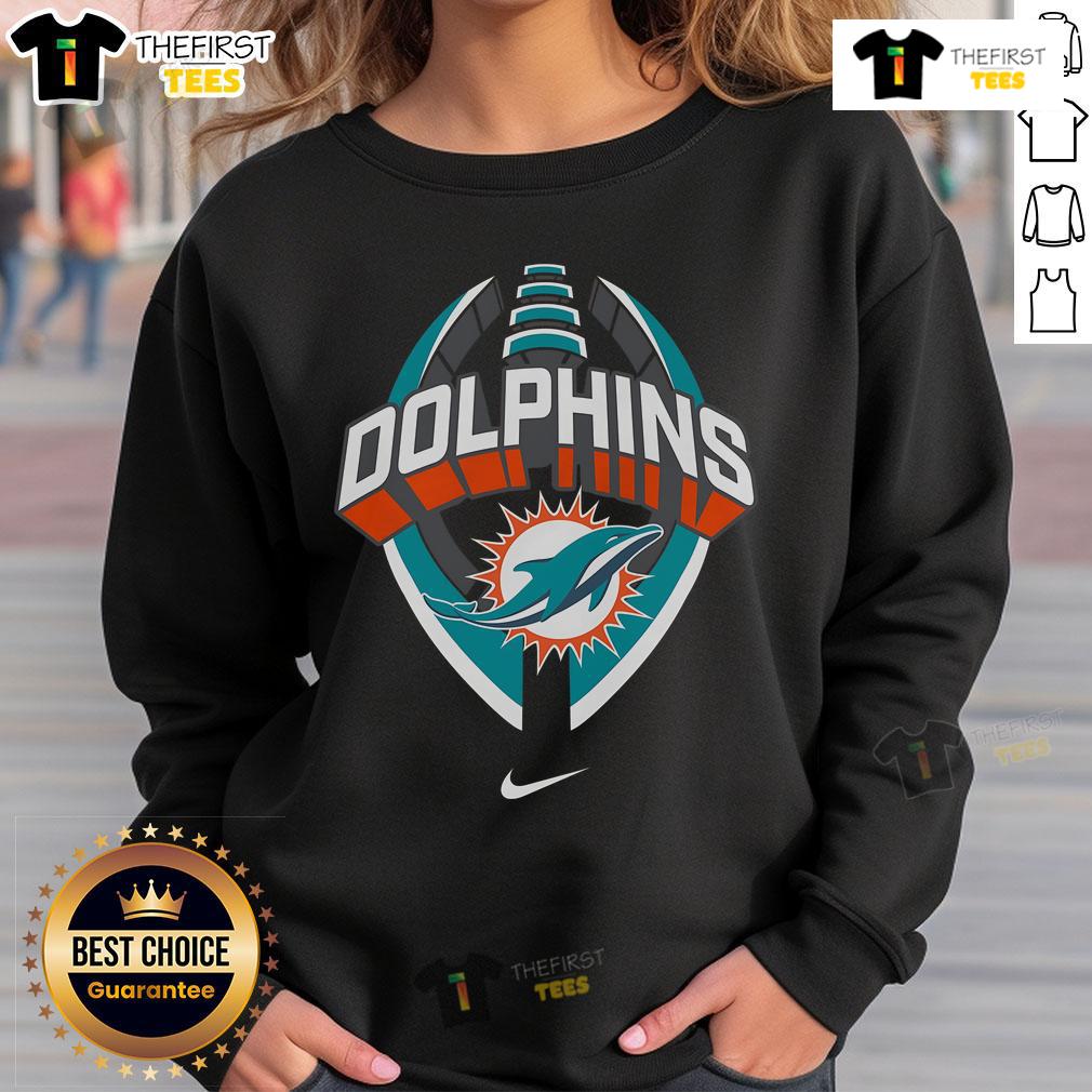 Official Miami Dolphins Nike Icon Legend Sweatshirt in team colors, showcasing logo and stylish design for fans.