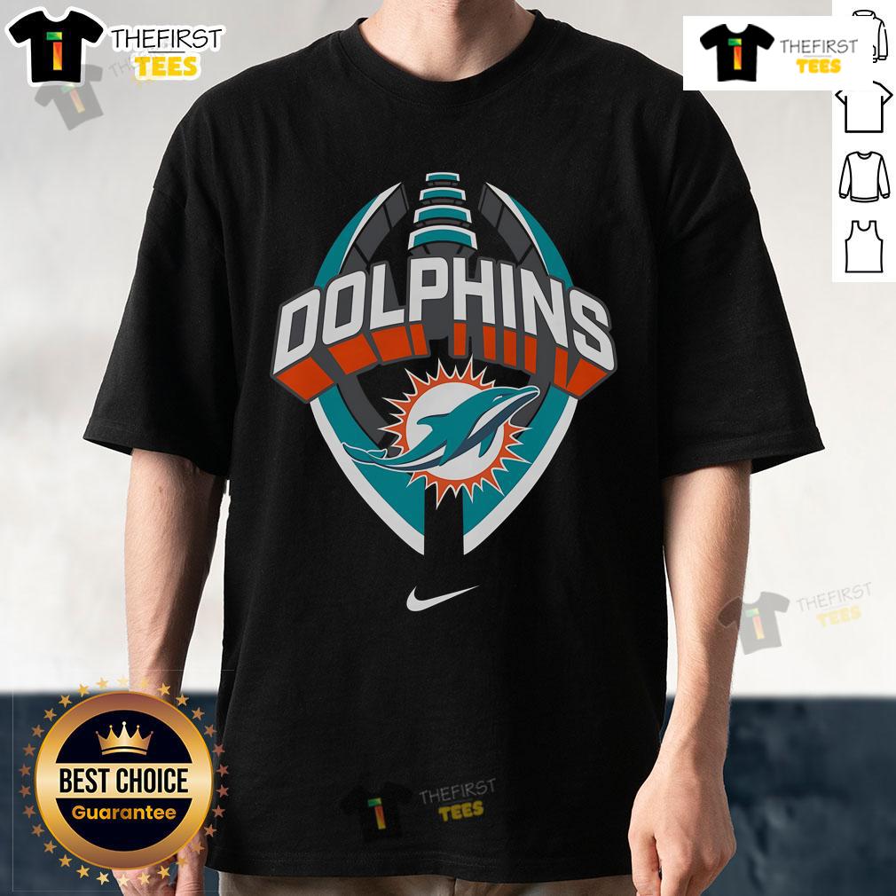 Official Miami Dolphins Nike Icon Legend T-Shirt featuring team colors and logo, perfect for NFL fans and game day wear.