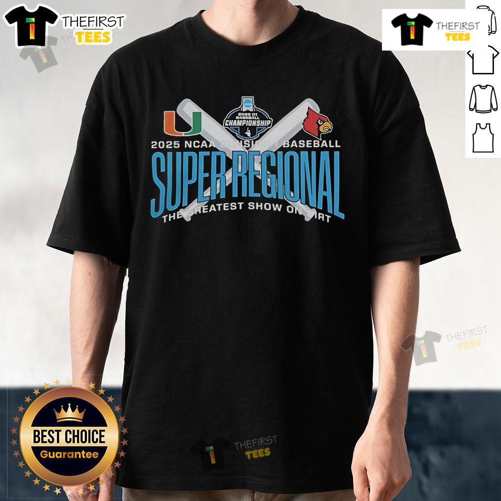 Official Miami Hurricanes vs Coastal Carolina 2025 NCAA Baseball Super Regional T-Shirt featuring vibrant team logos.