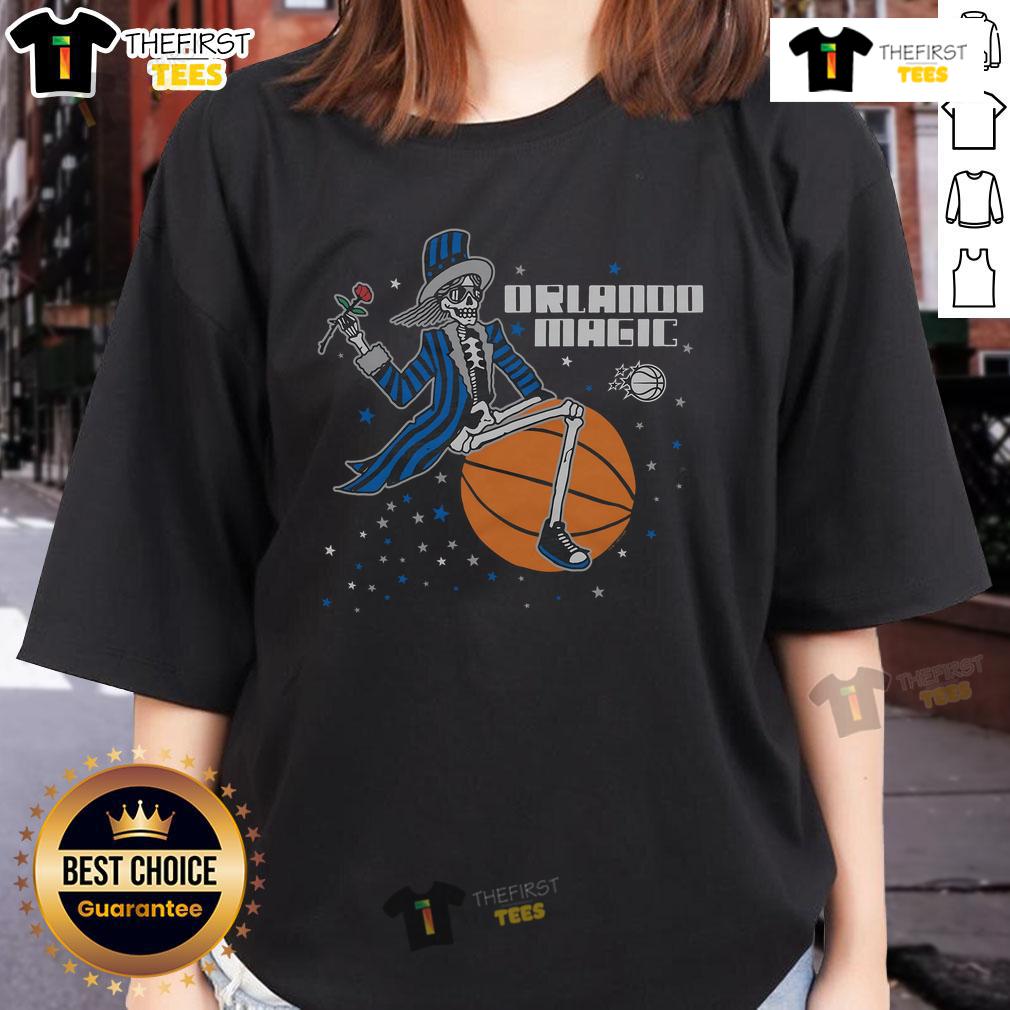 Official NBA x Grateful Dead x Magic Ladies Tee featuring vibrant graphics and a comfortable fit for fans and collectors.