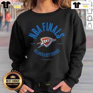 Official Oklahoma City Thunder 2025 NBA Finals Charging Foul Sweatshirt featuring team logo and vibrant colors.