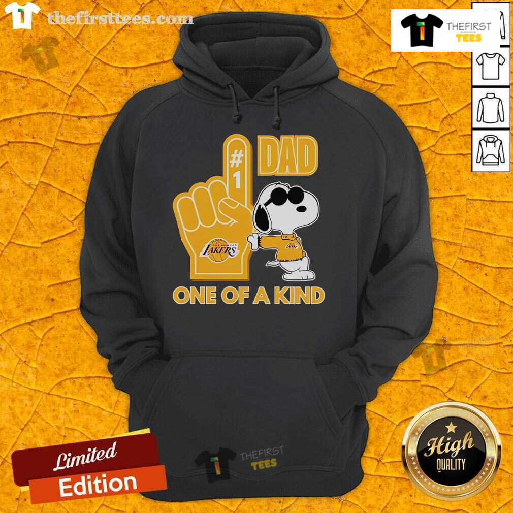 Official Snoopy Los Angeles Lakers 1 DAD unique hoodie featuring Snoopy in Lakers colors, perfect for fans and collectors.