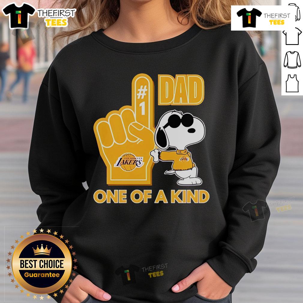 Alt Text: Official Snoopy Los Angeles Lakers 1 DAD sweatshirt featuring unique design and vibrant team colors.