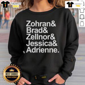 Official Zohran Brad Zellnor Jessica Adrienne sweatshirt featuring vibrant design and comfortable fit for fans.
