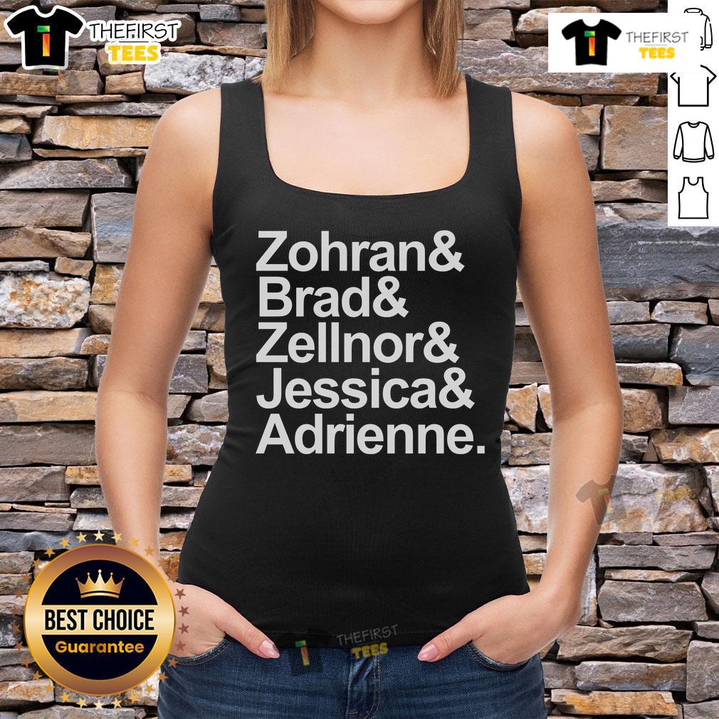 Official Zohran Brad Zellnor Jessica Adrienne tank top design featuring vibrant colors and stylish graphics.