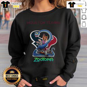 Original Houston Texans Zootopia 2 sweatshirt featuring vibrant colors and unique design, perfect for fans and casual wear.