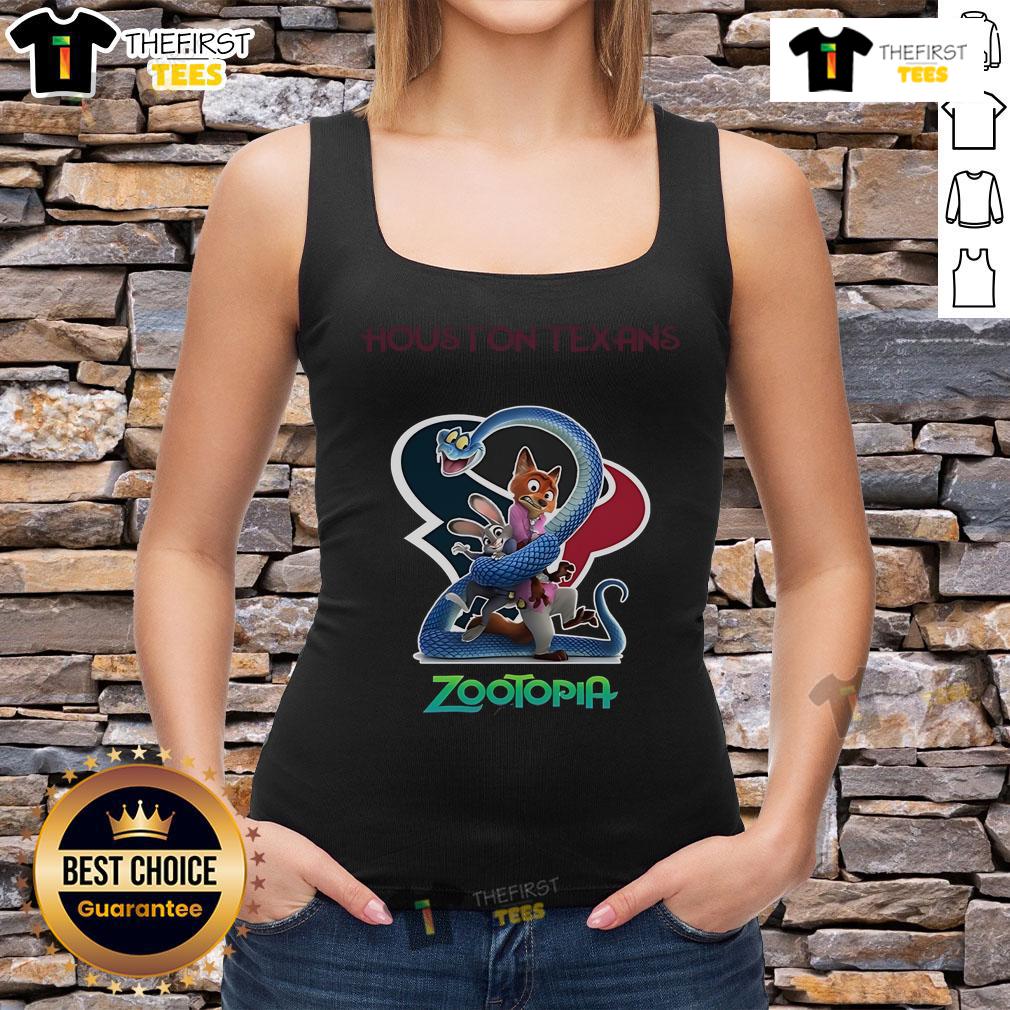 Original Houston Texans Zootopia 2 tank top featuring vibrant graphics and team colors, perfect for game day attire.