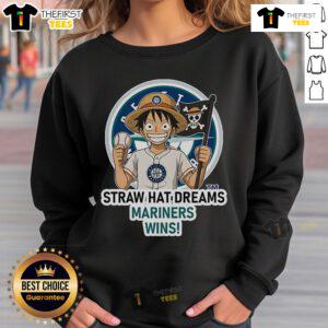Original Seattle Mariners Monkey D. Luffy Straw Hat Dreams Wins Sweatshirt featuring vibrant graphics and cozy design.