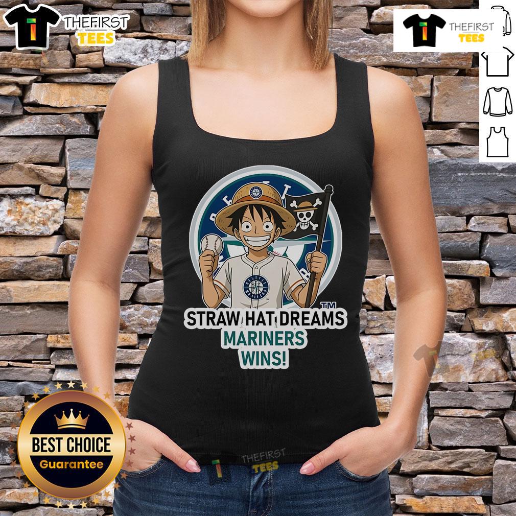 Original Seattle Mariners Monkey D. Luffy Straw Hat Dreams tank top featuring vibrant graphics and fan-inspired design.