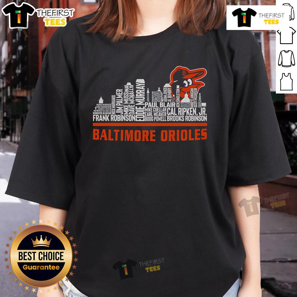 Premium Baltimore Orioles 2025 Skyline Ladies Tee featuring a stylish design for female fans of the MLB team.