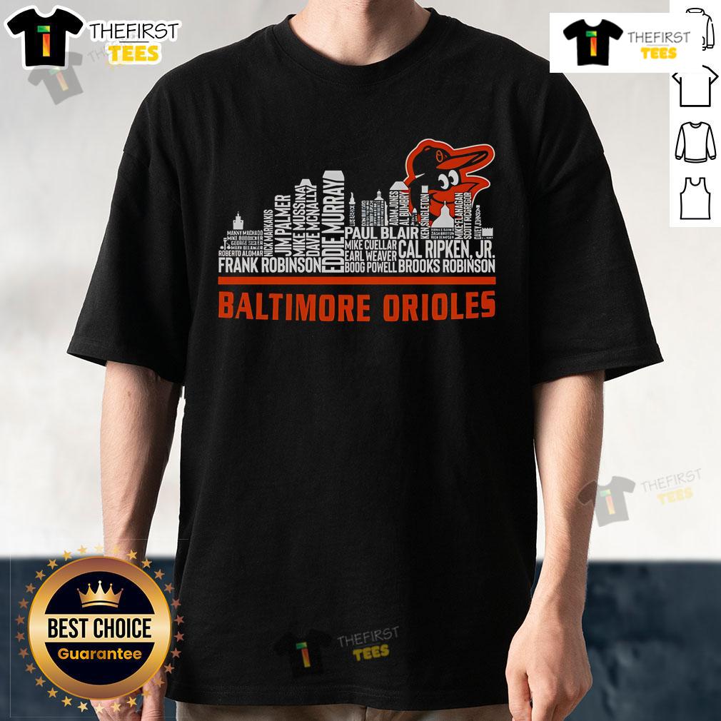 Premium Baltimore Orioles 2025 Skyline T-Shirt showcasing vibrant team colors and iconic Baltimore skyline design.