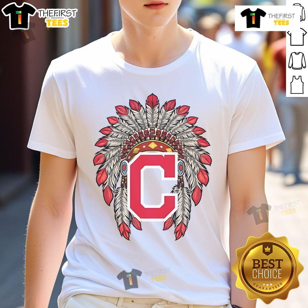 Premium Cleveland Guardians Native American Logo T-Shirt featuring a vibrant design and comfortable fit for fans.