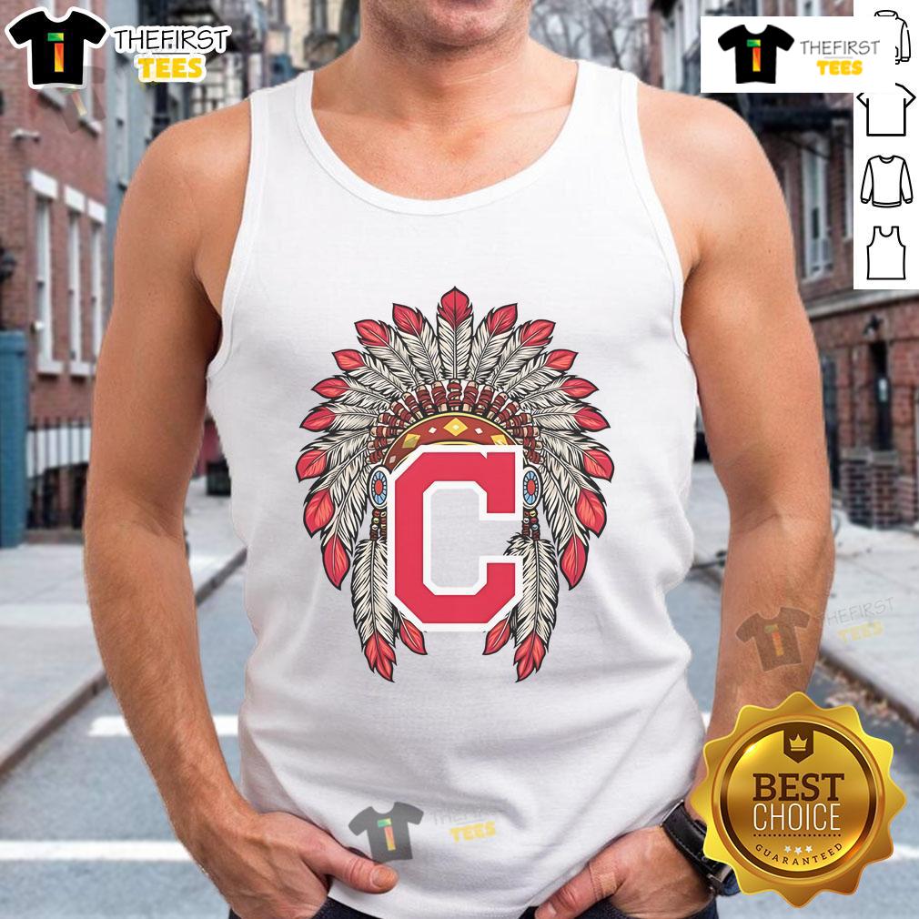 Premium Cleveland Guardians Native American logo tank top featuring vibrant colors and stylish design for fans.
