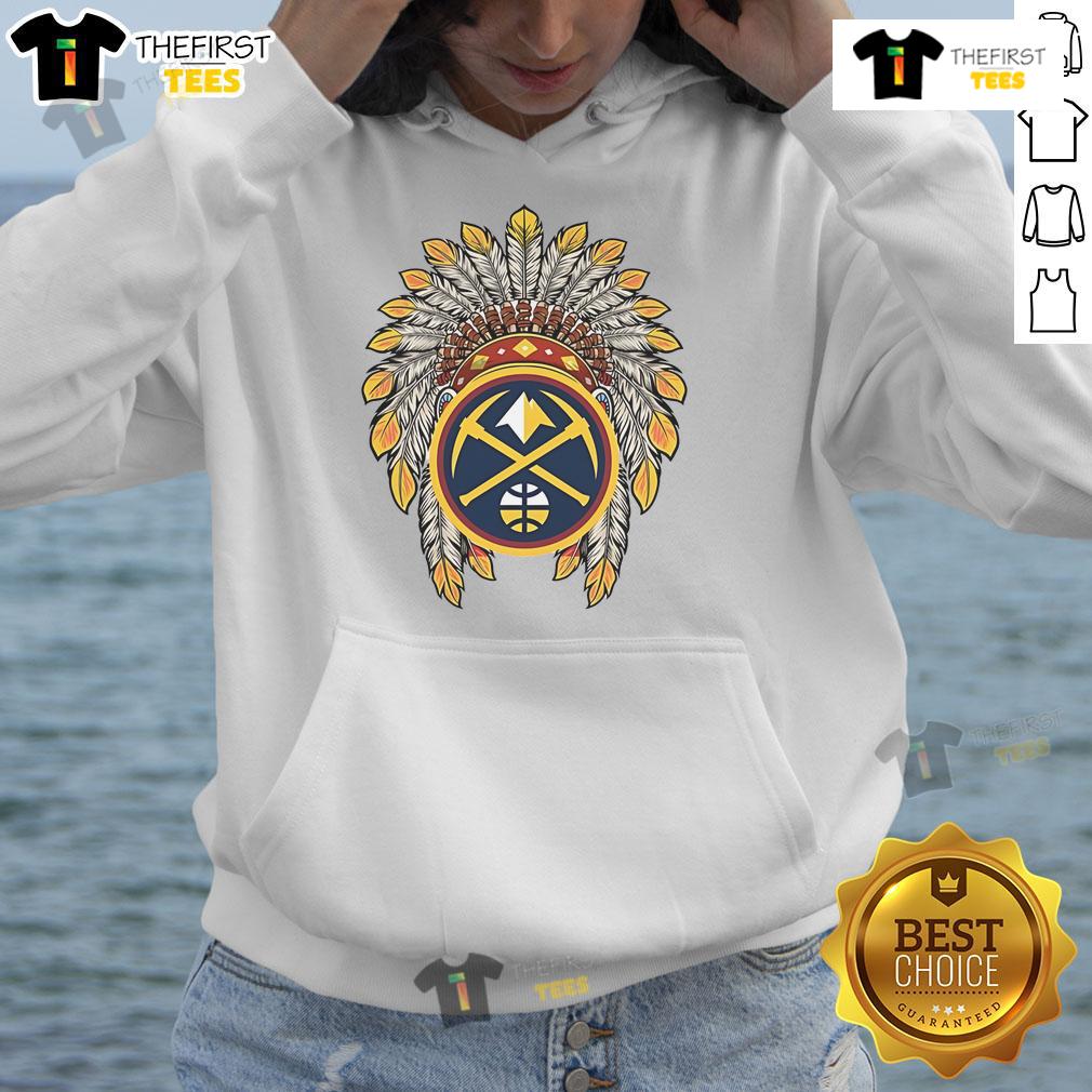 Premium Denver Nuggets Native American logo hoodie featuring vibrant design and comfortable fit for fans.