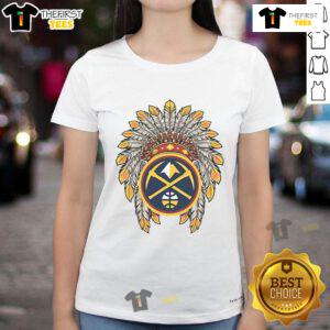 Premium Denver Nuggets Native American logo ladies tee featuring vibrant colors and a stylish design for fans.