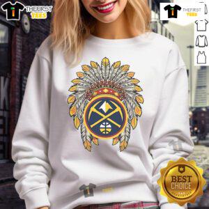Premium Denver Nuggets Native American logo sweatshirt featuring vibrant colors and a comfortable fit for fans.