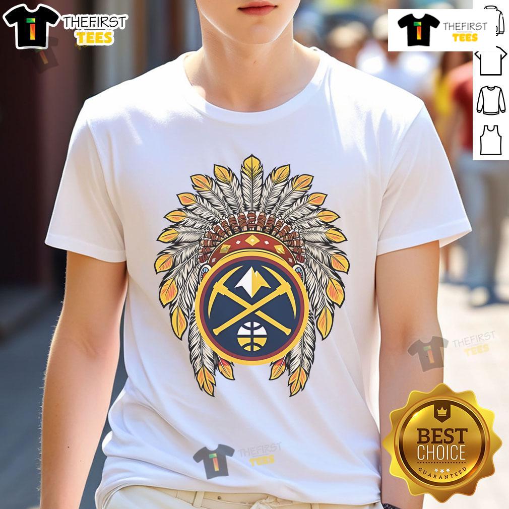 Premium Denver Nuggets Native American Logo T-Shirt featuring a vibrant design, perfect for fans and collectors.