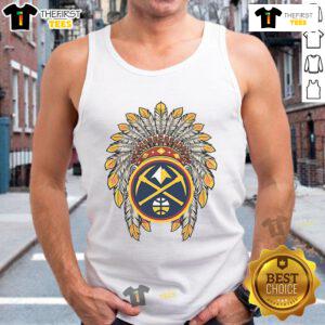 Premium Denver Nuggets Native American logo tank top featuring vibrant colors and stylish design for fans.