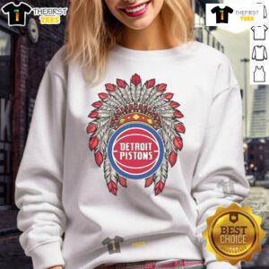 Premium Detroit Pistons Native American logo sweatshirt featuring vibrant colors and cozy design for fans.