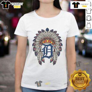 Premium Detroit Tigers Native American logo ladies tee in vibrant colors, perfect for fans and casual wear.