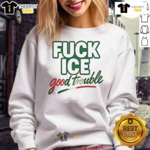 Premium Fuck Ice Good Trouble Sweatshirt in black, featuring bold graphic design for a stylish, edgy look.