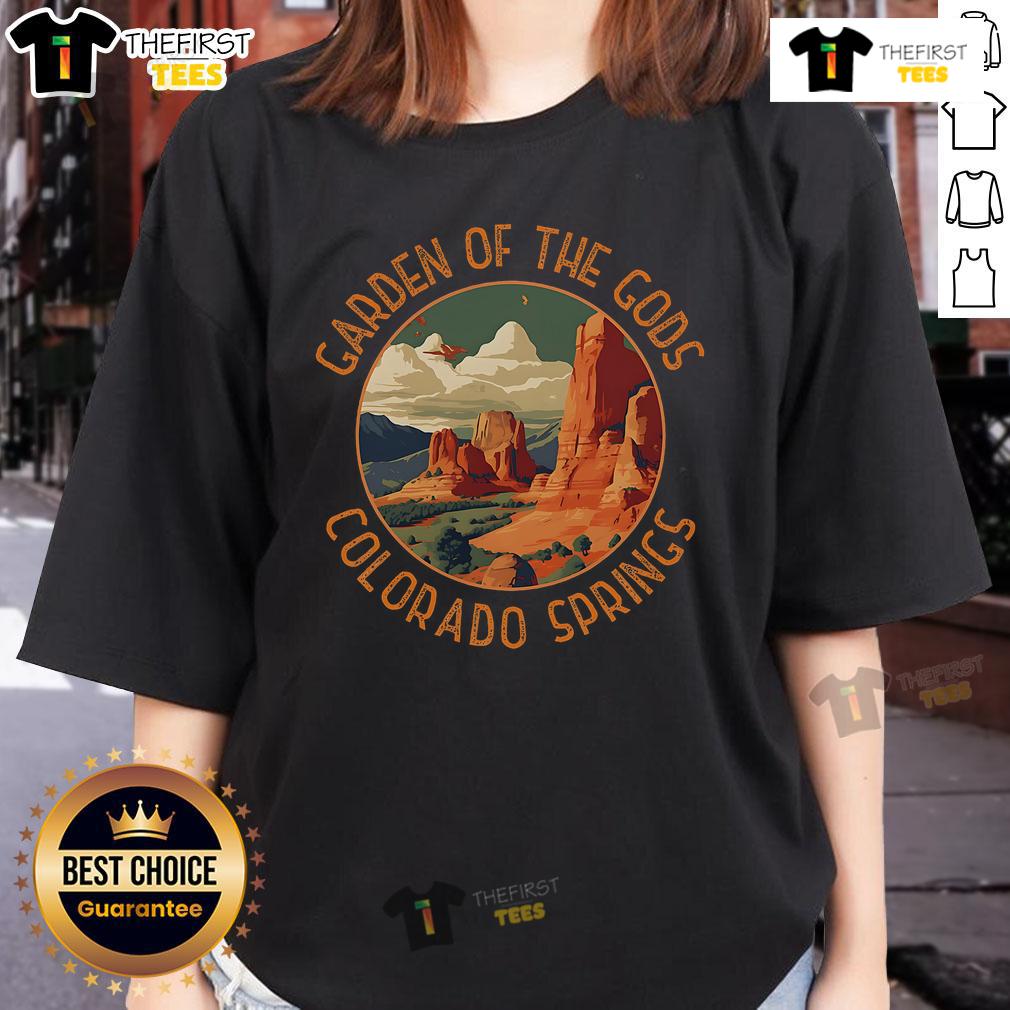 Premium Garden of the Gods Colorado Springs distressed circle ladies tee featuring a stylish design and soft fabric.