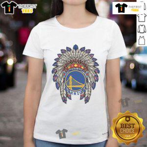 Premium Golden State Warriors Native American logo ladies tee featuring a stylish design for fans.
