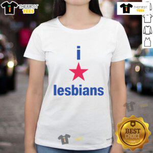 Premium I Love Lesbians Ladies Tee featuring a stylish design, perfect for proud LGBTQ+ supporters and allies.