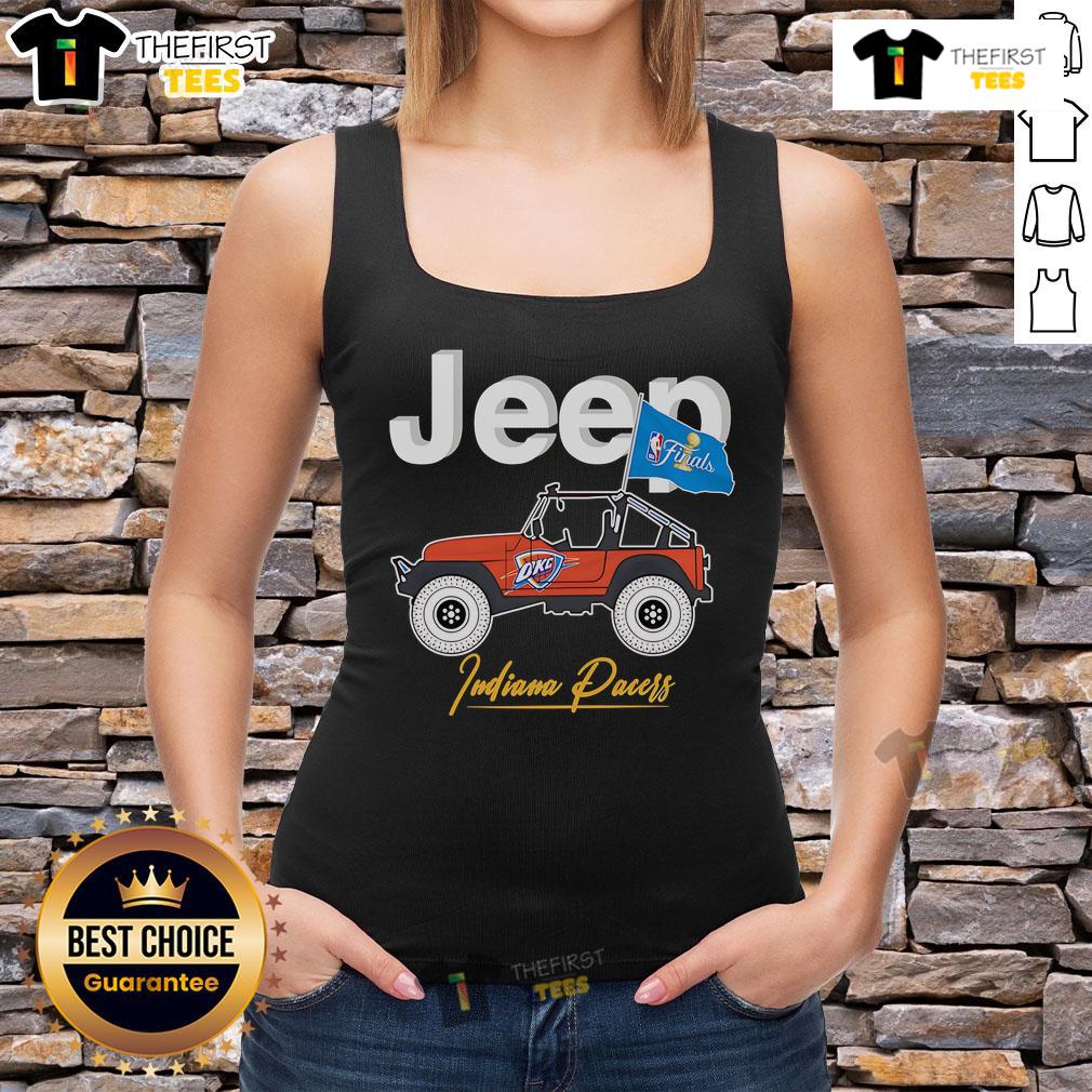 Alt Text: Premium Jeep NBA Finals Oklahoma City Thunder tank top featuring team logo and vibrant colors, perfect for fans.