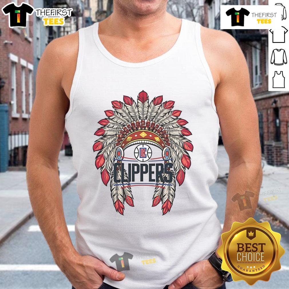 Premium LA Clippers Native American logo tank top showcasing vibrant design and comfortable fit for sports fans.