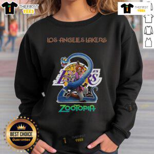Premium Los Angeles Lakers Zootopia 2 Sweatshirt featuring vibrant graphics and comfortable fit for fans and collectors.