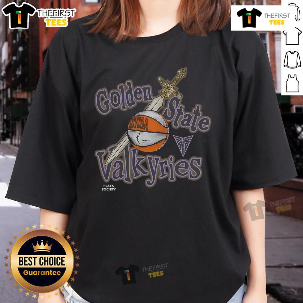 Premium Playa Society Golden State Valkyries Sketch Ladies Tee featuring a stylish design for women.