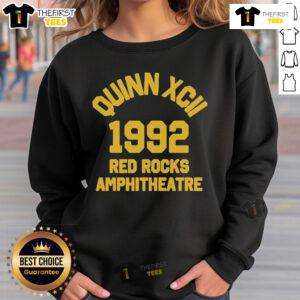 Premium Quinn XCII Red Rocks 2025 collegiate sweatshirt featuring vibrant design and comfortable fit for fans.