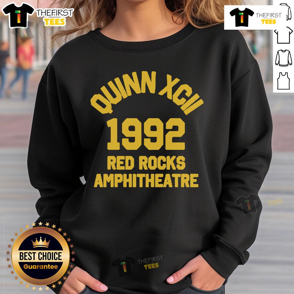 Premium Quinn XCII Red Rocks 2025 collegiate sweatshirt featuring vibrant design and comfortable fit for fans.