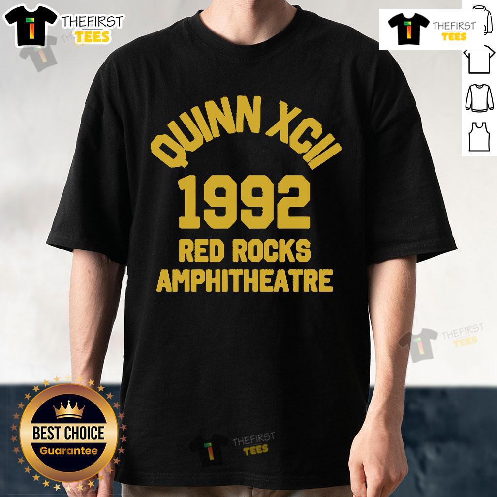 Alt Text: Premium Quinn Xcii Red Rocks 2025 Collegiate T-Shirt featuring vibrant red design, perfect for fans and collectors.