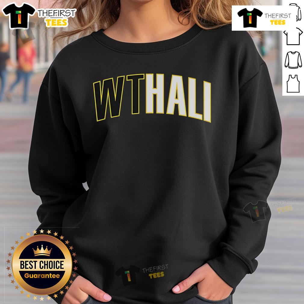 Alt Text: Premium Tyrese Haliburton Indiana Pacers Wthali Text Sweatshirt in blue, featuring a stylish graphic design and comfortable fit.