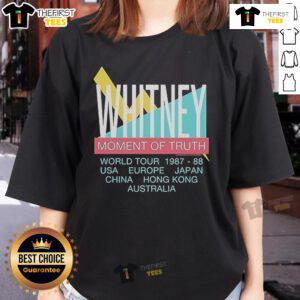 Premium Whitney Houston Moment of Truth World Tour 1987-88 Ladies Tee featuring iconic concert graphics and vibrant colors.