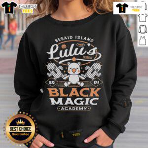 Alt Text: Stylish Pretty Besaid Island Lulus Black Magic Academy sweatshirt featuring vibrant graphics and a cozy design.