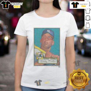 1952 Topps Baseball Mickey Mantle Yankees ladies tee featuring classic design and vibrant colors for fans.