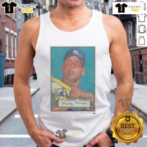 Alt Text: 1952 Topps Baseball Mickey Mantle Yankees Tank Top featuring classic design and vintage sports memorabilia style.