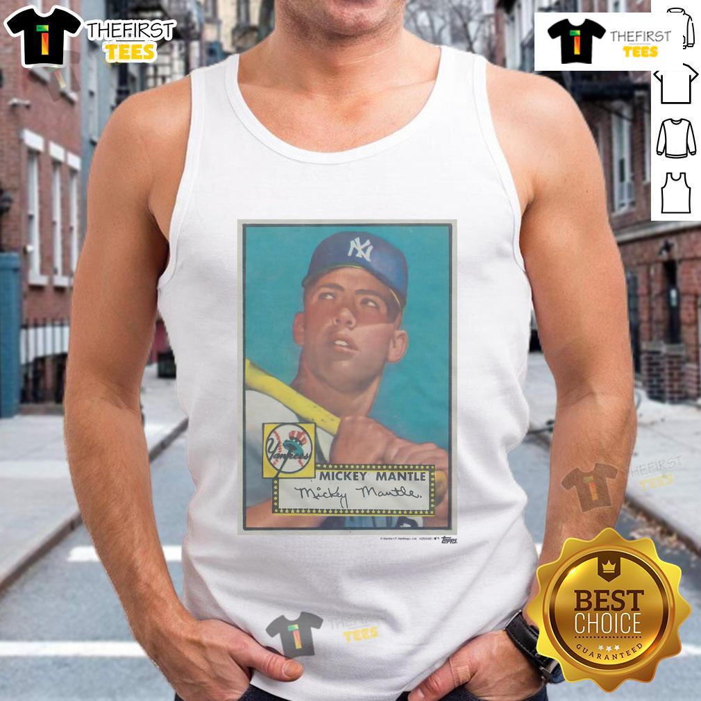 Alt Text: 1952 Topps Baseball Mickey Mantle Yankees Tank Top featuring classic design and vintage sports memorabilia style.