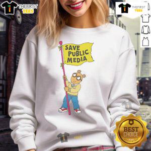 Top Arthur Save Public Media Flag Sweatshirt featuring a vibrant design promoting public media support.