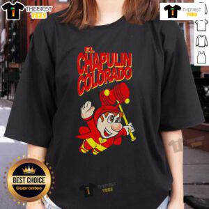 Alt Text: Top El Chapulin Colorado El Chavo logo on a stylish ladies tee, perfect for fans of classic Mexican comedy.