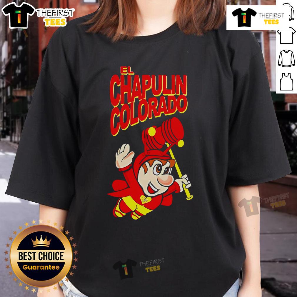 Alt Text: Top El Chapulin Colorado El Chavo logo on a stylish ladies tee, perfect for fans of classic Mexican comedy.