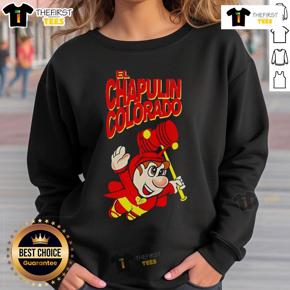 Top El Chapuln Colorado El Chavo logo sweatshirt featuring vibrant colors and iconic characters for fans of classic cartoons.